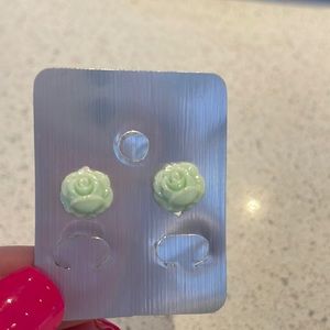 CLEAR OUT 💎 2/$6 or 4/$10 Small Resin Rose Earrings (Mint)